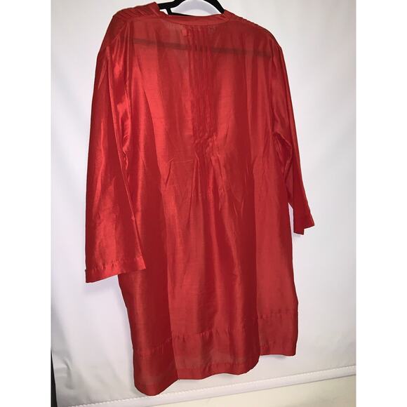 Fresh Produce Cover Up Dress Tunic Solid Red 3/4 Sleeve Size Medium - Picture 3 of 6